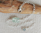 Light Sea Foam Sea Glass And Sterling Silver Bracelet With Labradorite