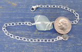 Light Aqua Sea Glass And Sterling Silver Bracelet With Labradorite