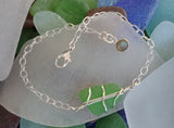 Kelly Green Sea Glass And Sterling Silver Bracelet With Labradorite
