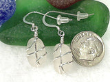 White Sea Glass And Sterling Silver Earrings - Small Size