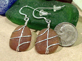 Brown Sea Glass And Sterling Silver Earrings - Medium Size