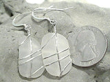 White Sea Glass And Sterling Silver Earrings - Large Size